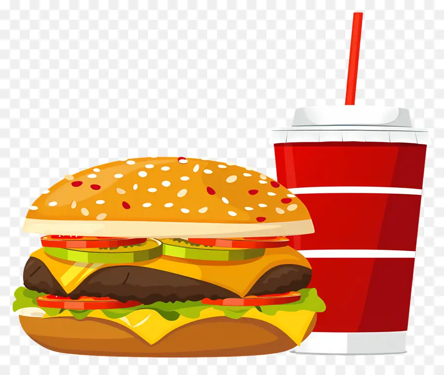 Hamburguesa Coca Cola，Hamburguesa Y Bebida PNG