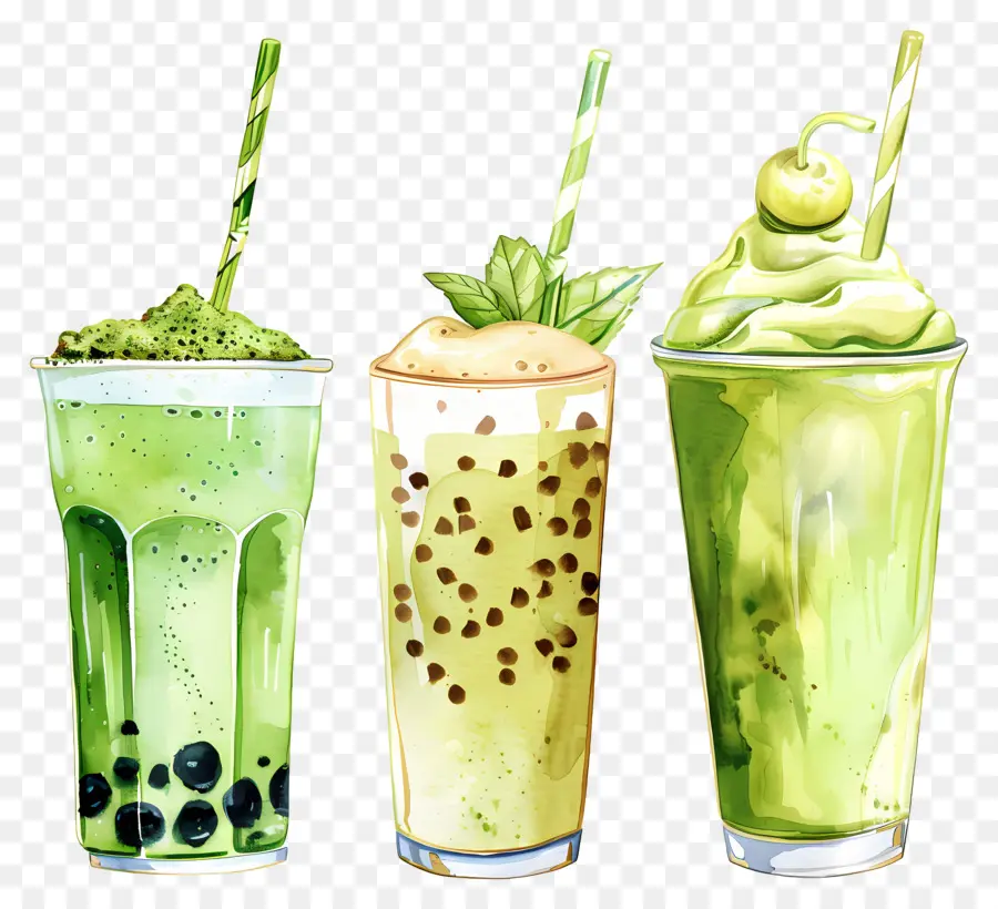 Bebida Matcha，Batidos Verdes PNG