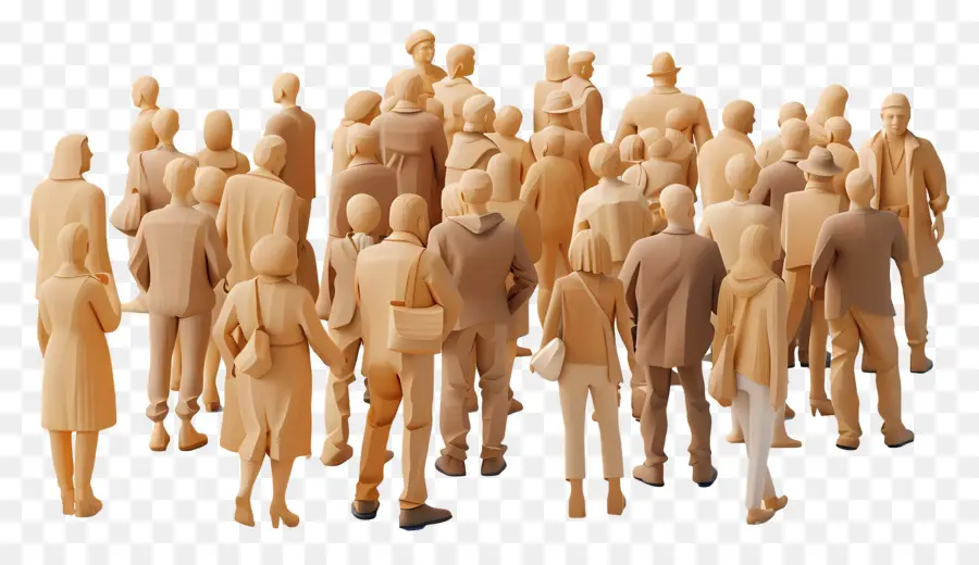 Multitud De Personas，Figuras De Madera PNG