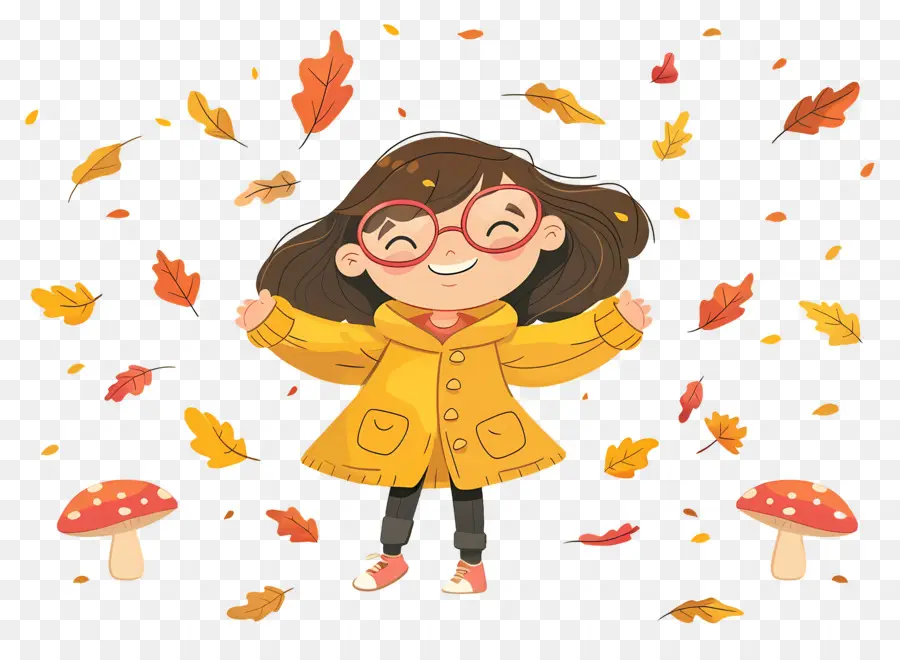 Fondo De Otoño，Niño En Impermeable PNG