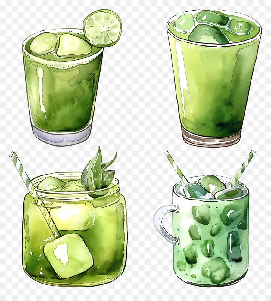 Bebida Matcha，Bebidas Verdes PNG