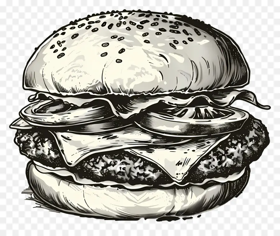 Esquema De Hamburguesa，Ilustración De Hamburguesa PNG