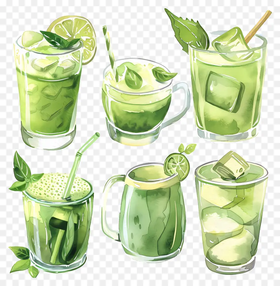 Bebida Matcha，Bebidas Verdes PNG