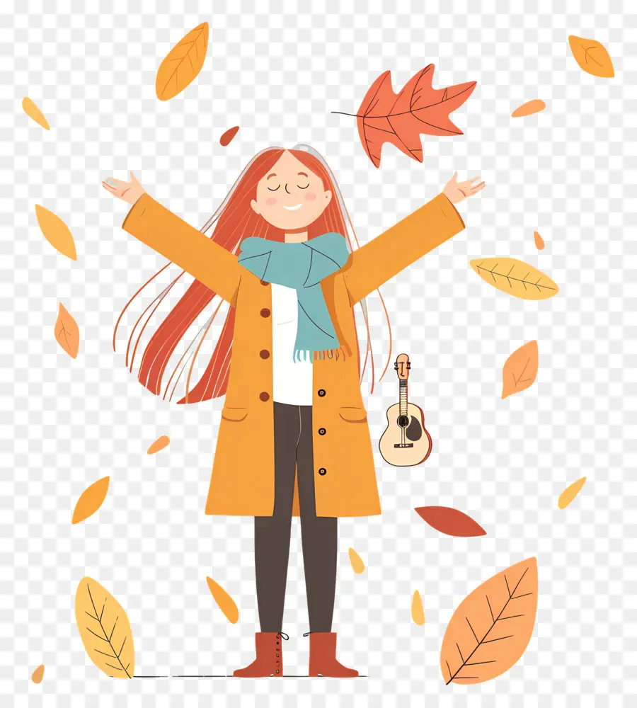 Fondo De Otoño，Chica De Otoño PNG