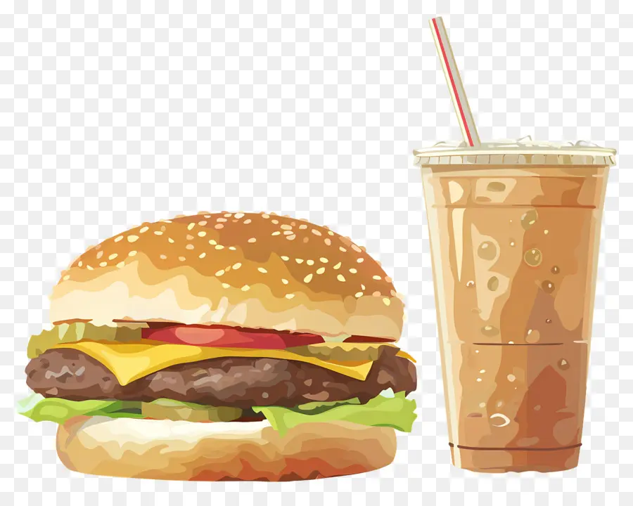 Hamburguesa Coca Cola，Hamburguesa Y Bebida PNG