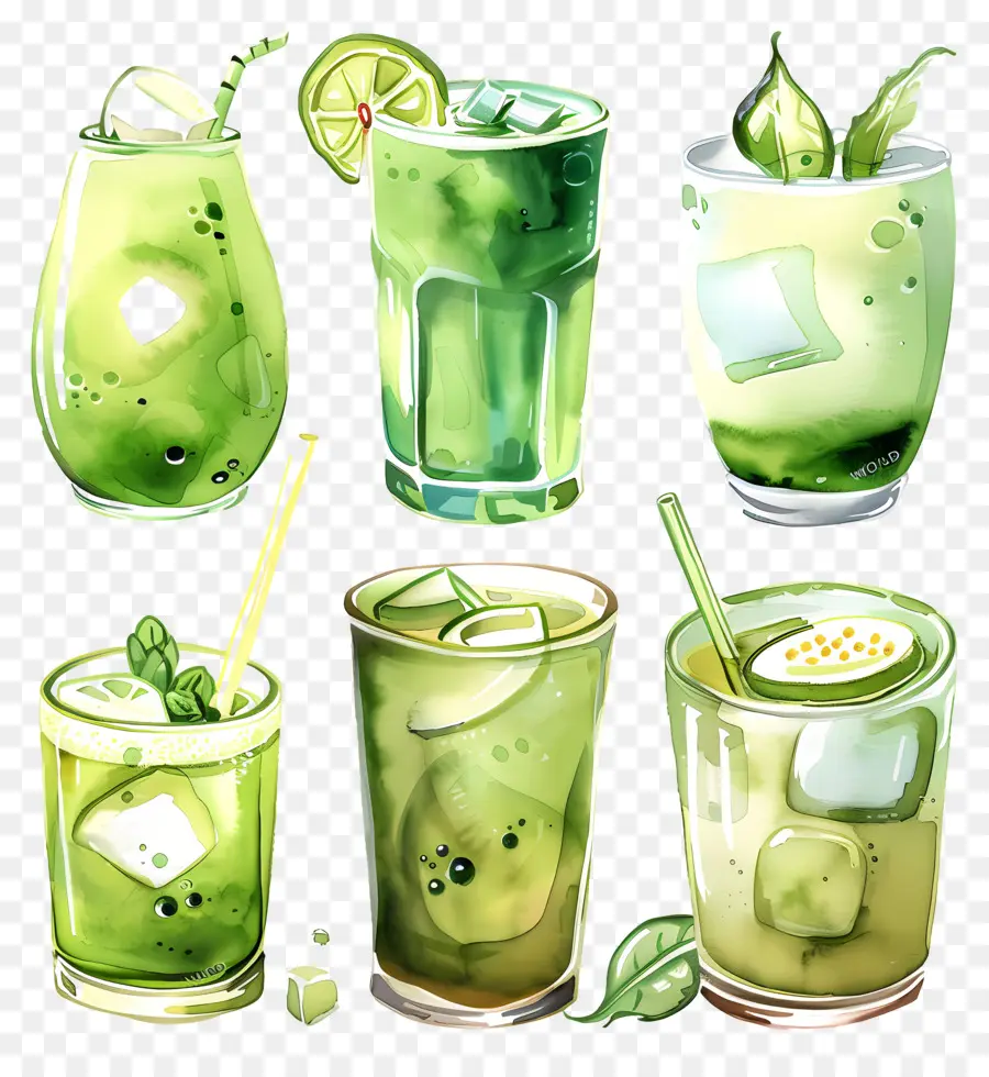 Bebida Matcha，Bebidas Verdes PNG