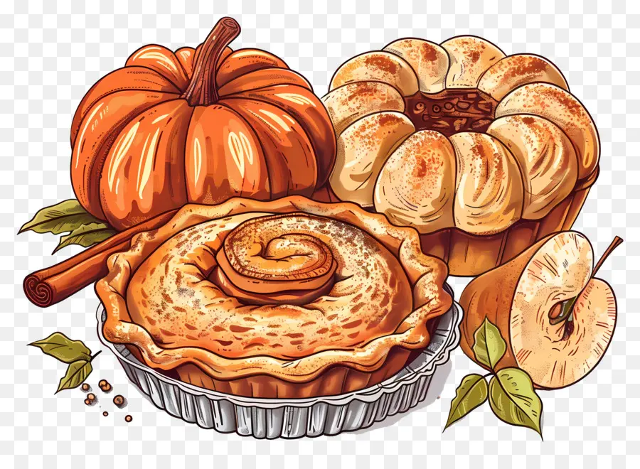 Pastel De Acción De Gracias，Postres De Calabaza PNG