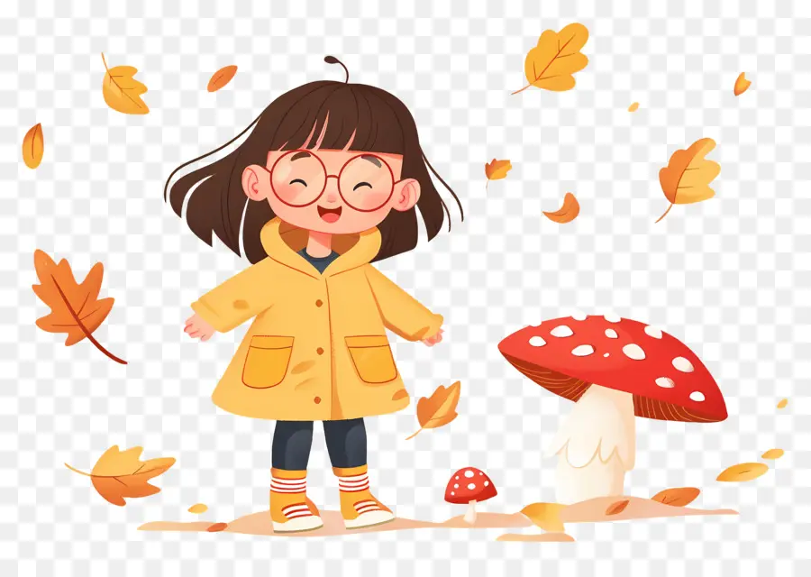 Fondo De Otoño，Niño En Impermeable PNG