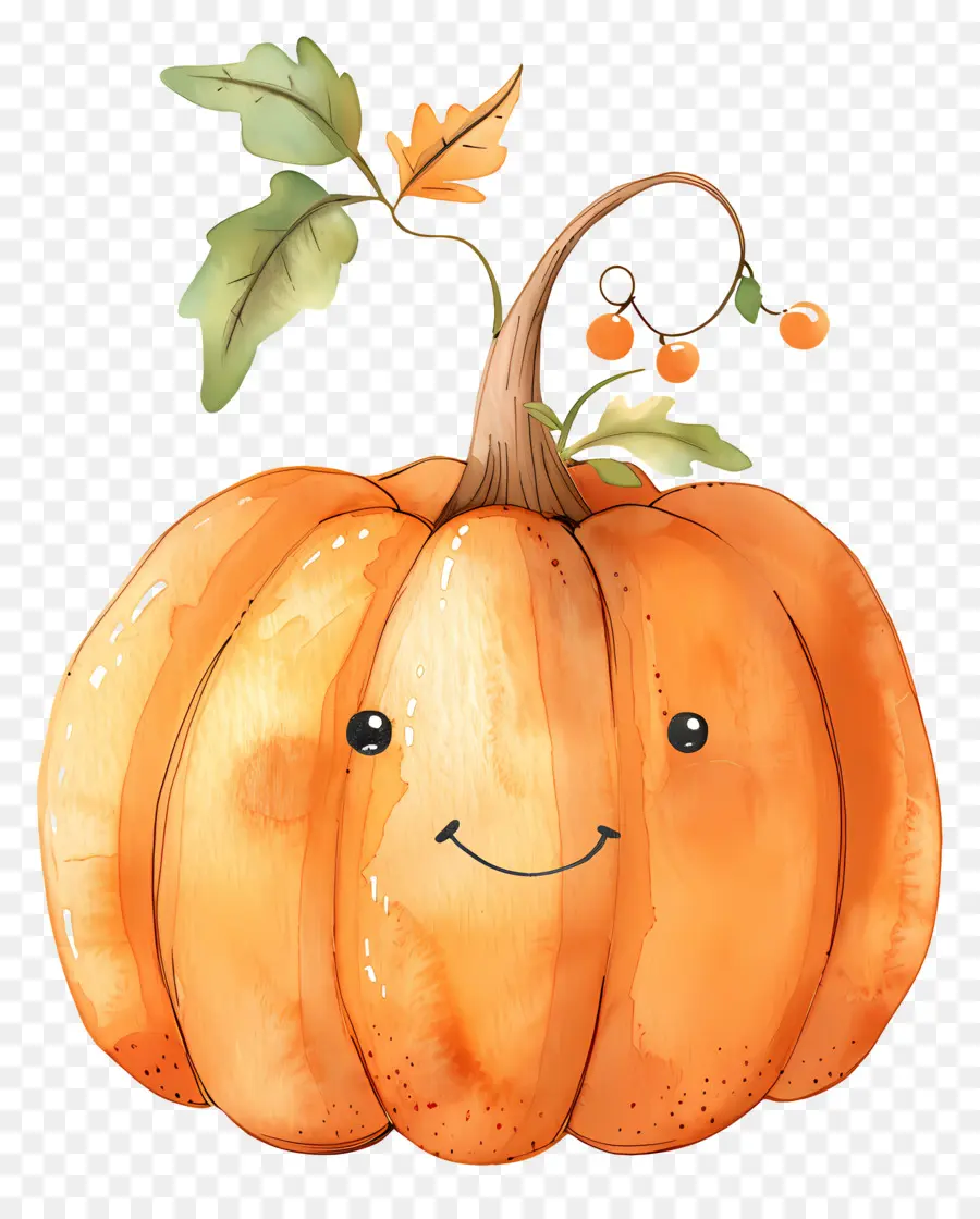 Calabaza Acuarela，Calabaza Sonriente PNG