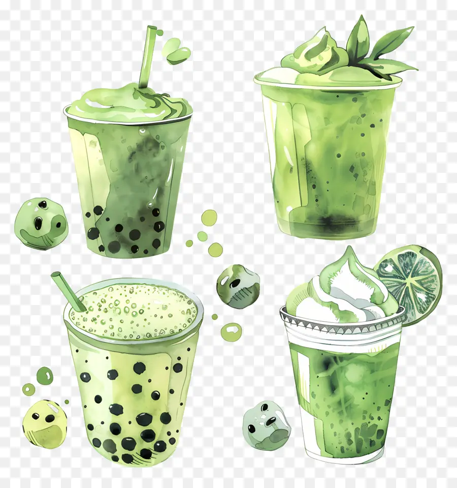 Bebida Matcha，Bebidas Verdes PNG