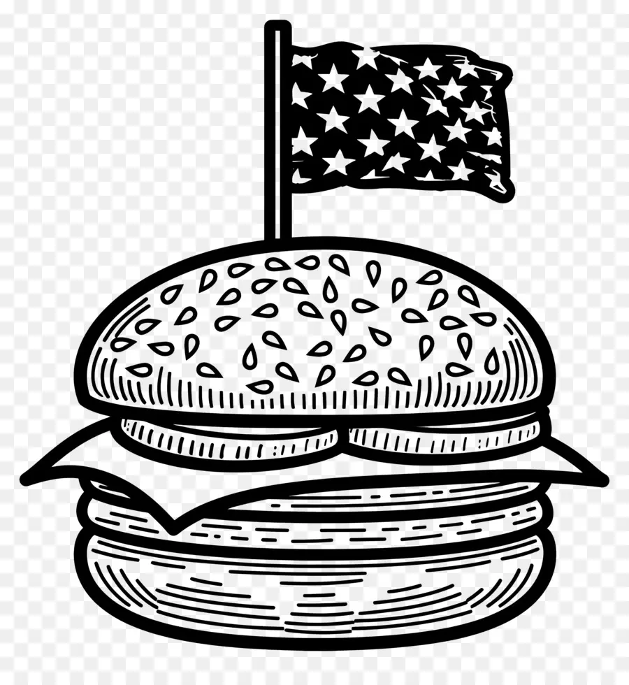 Esquema De Hamburguesa，Hamburguesa Con Bandera PNG