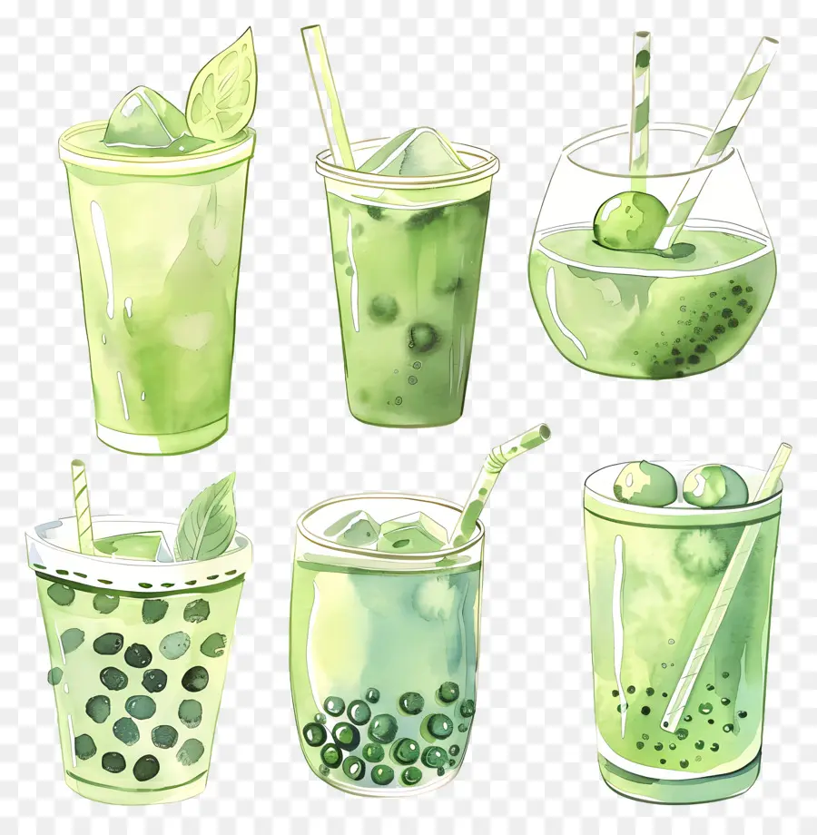 Bebida Matcha，Bebidas Verdes PNG