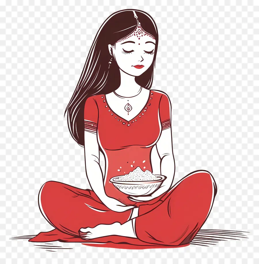 Karva Chauth，Mujer Meditando PNG