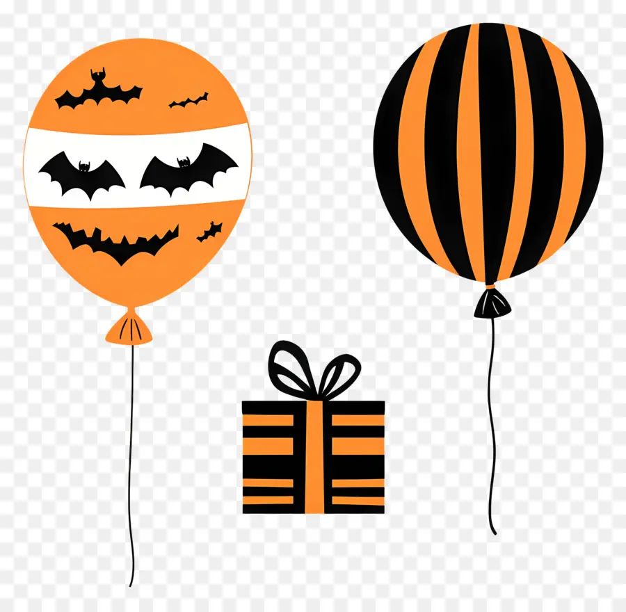 Globos De Halloween，Globos Y Regalo De Halloween PNG