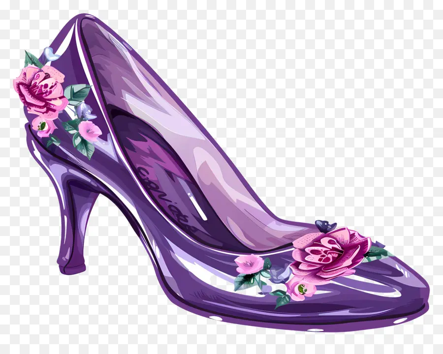 Zapato Stiletto，Zapatos Florales Morados PNG