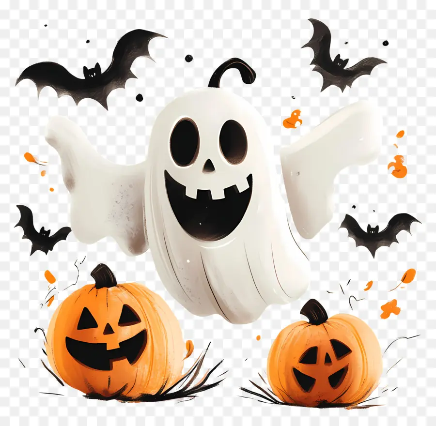 Plantilla De Pancarta De Halloween，Fantasma PNG