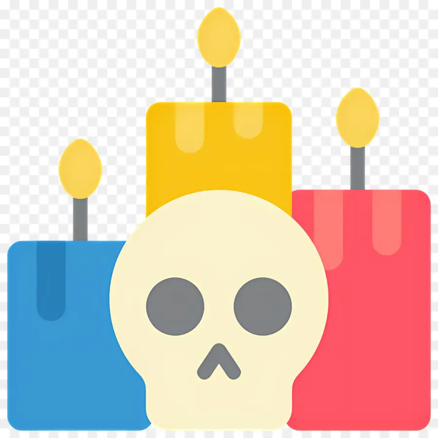 Velas De Halloween，Calavera Y Velas PNG