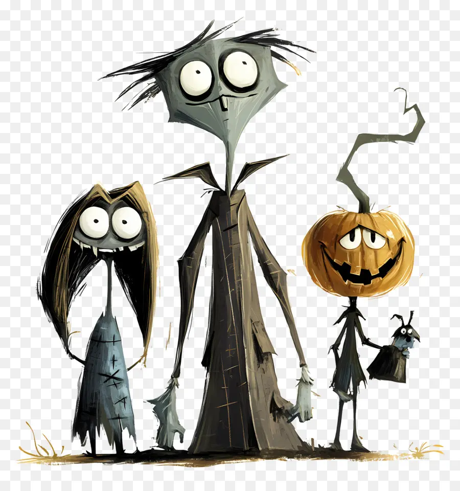 Noche De Halloween，Familia Espeluznante De Dibujos Animados PNG