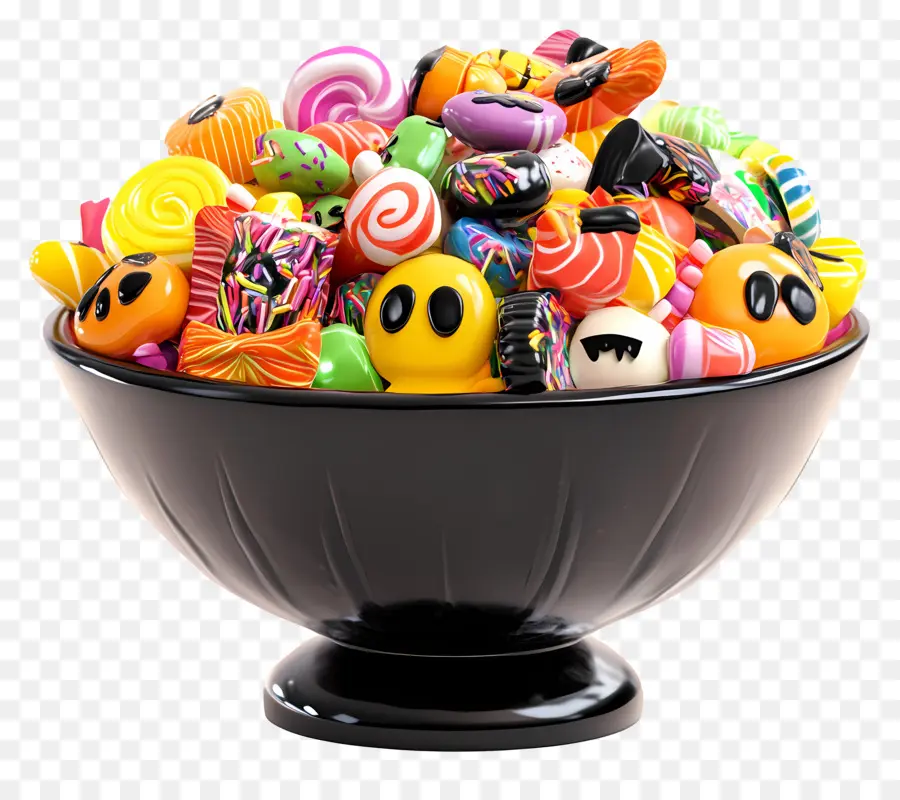 Tazón De Dulces De Halloween，Tazón De Caramelo Colorido PNG