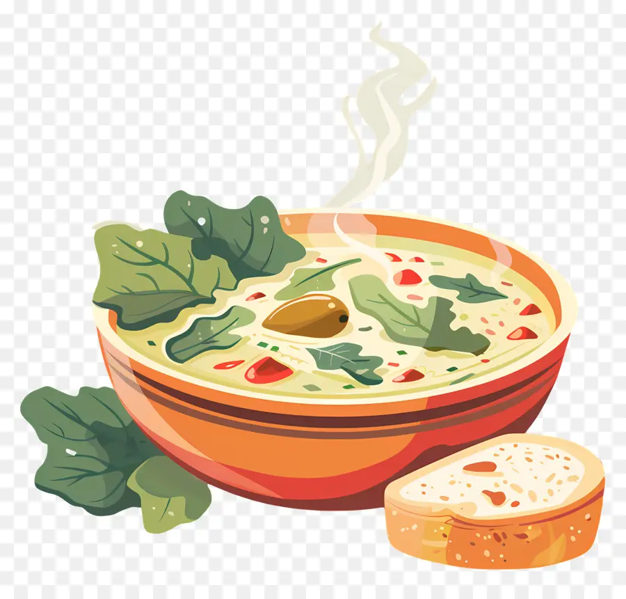 Comida Deliciosa，Sopa Y Pan PNG