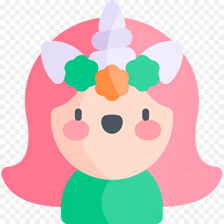 Niña，Chica De Dibujos Animados Con Cuerno De Unicornio PNG