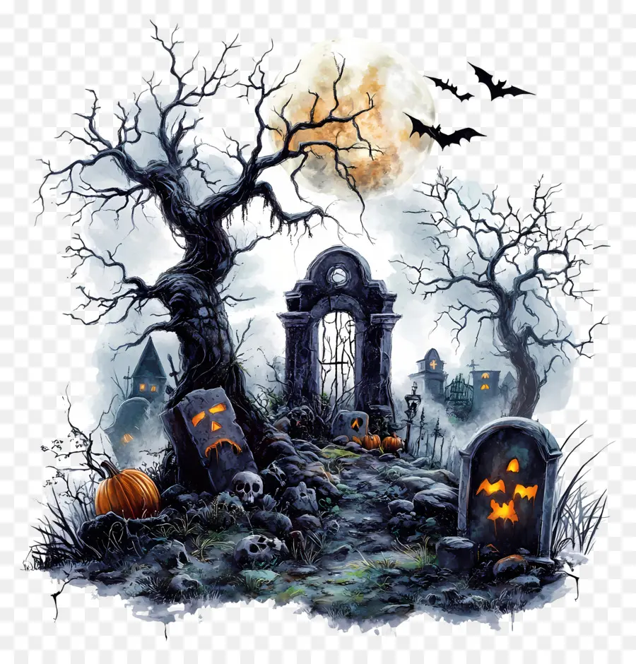 Cementerio De Halloween，Cementerio Espeluznante PNG