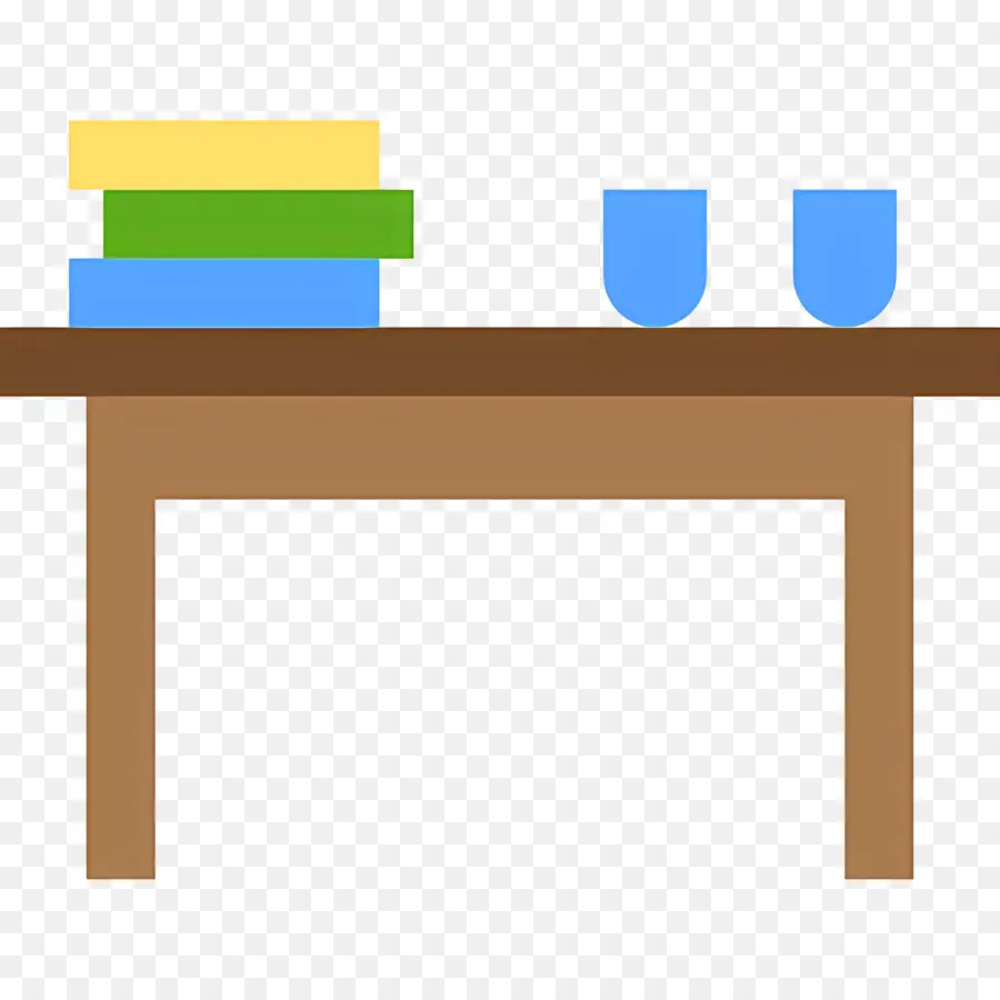 Mesa De Centro，Mesa Con Libros Y Tazas PNG