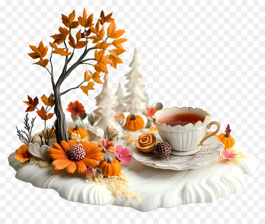 Té De La Tarde De Otoño，Escena Del Té De Otoño PNG