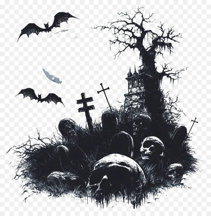 Cementerio De Halloween，Cementerio Oscuro PNG