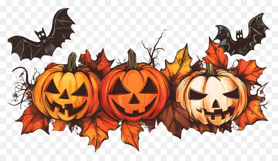 Plantilla De Pancarta De Halloween，Calabazas De Halloween PNG