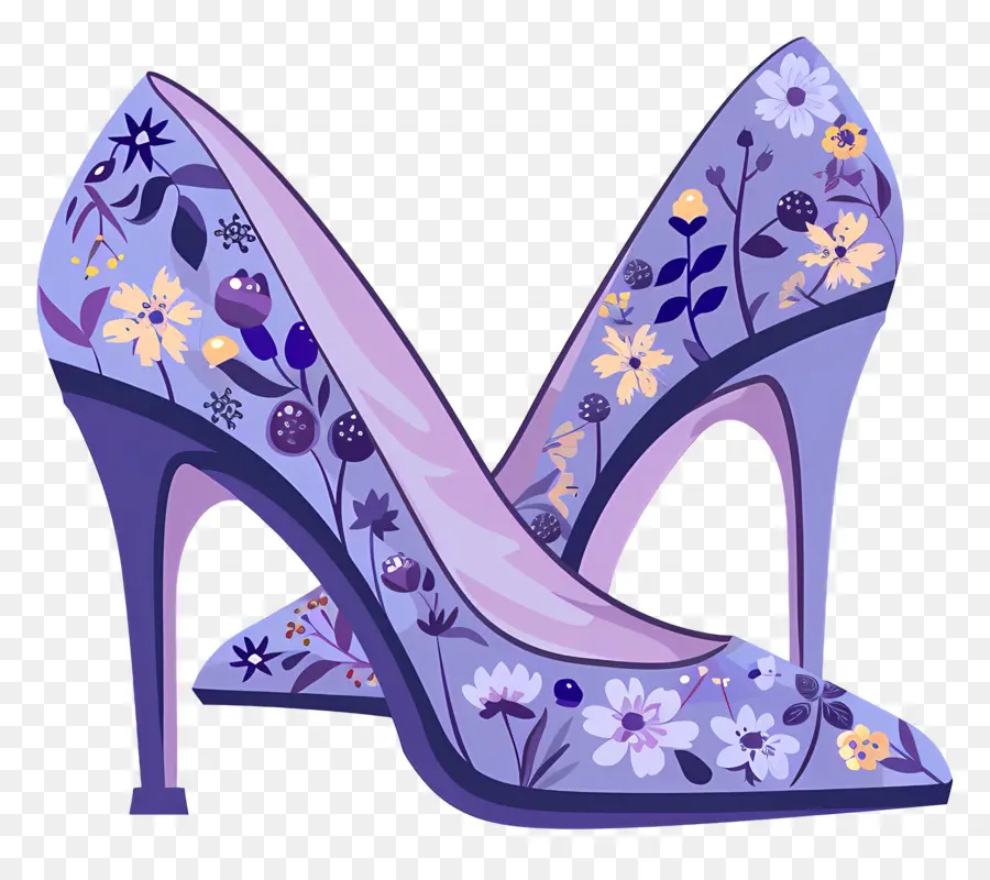 Zapato Stiletto，Tacón Alto Floral PNG