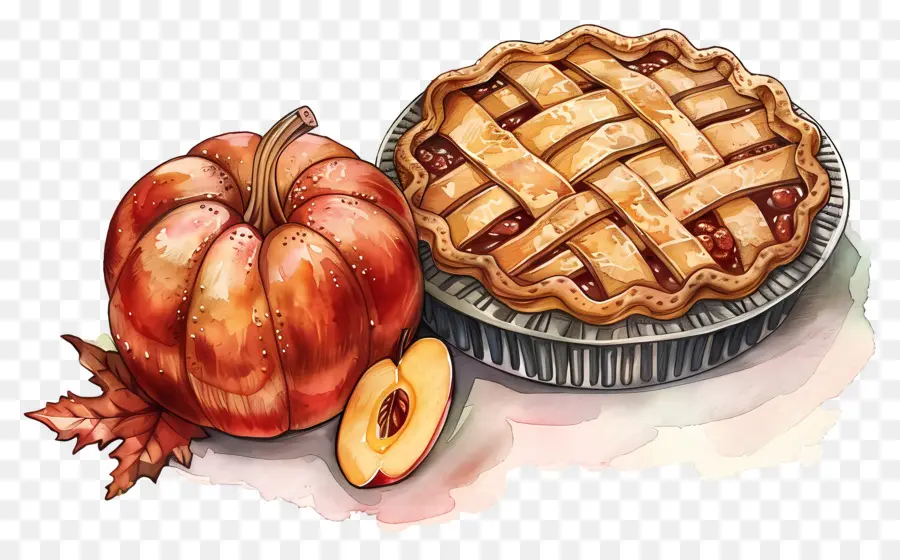 Pastel De Acción De Gracias，Calabaza Y Pastel PNG