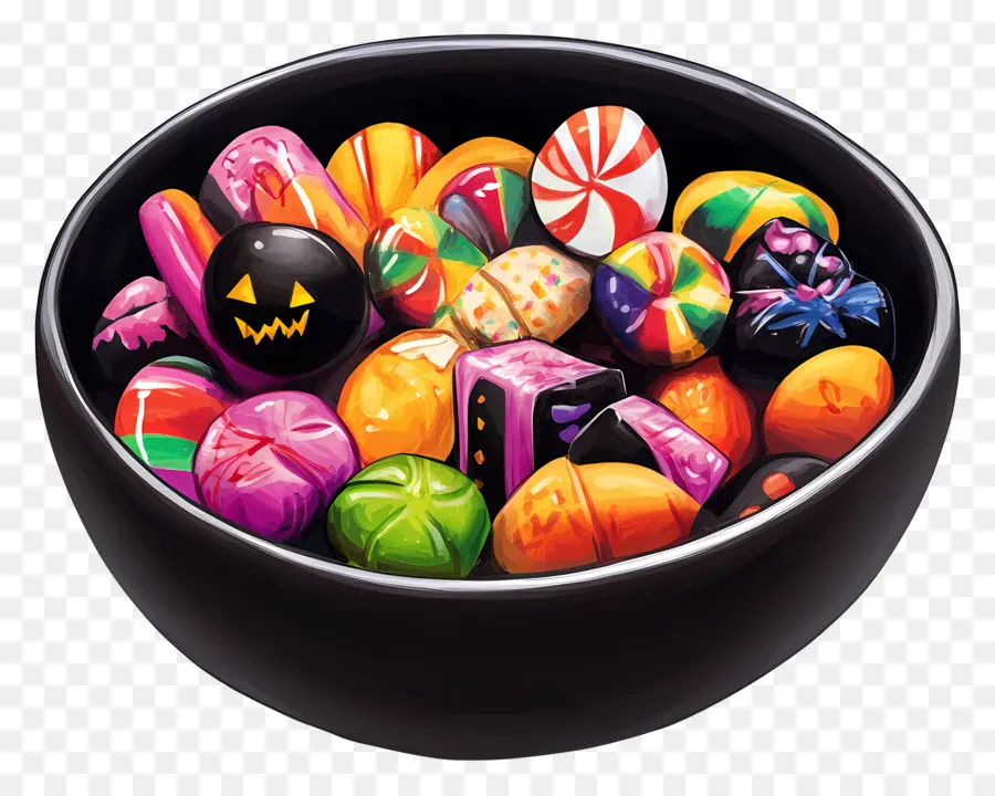 Tazón De Dulces De Halloween，Coloridos Dulces De Halloween PNG