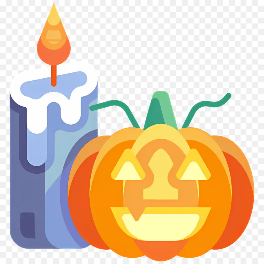 Velas De Halloween，Calabaza Con Vela PNG