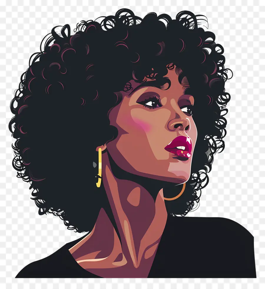 Whitney Houston，Mujer Elegante Con Pelo Rizado PNG