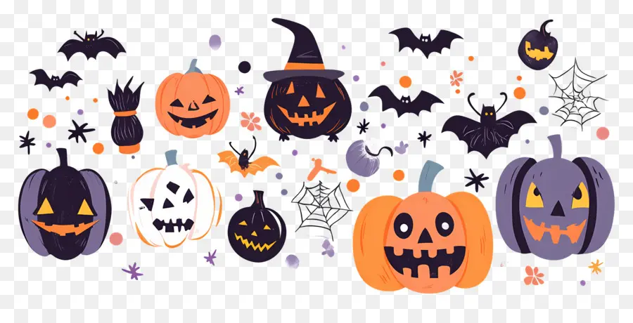 Plantilla De Pancarta De Halloween，Calabazas PNG