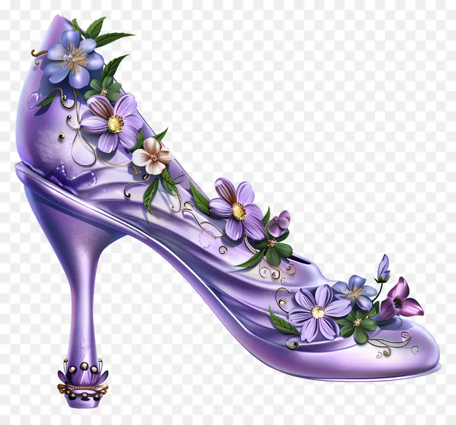 Zapato Stiletto，Zapato Floral Elegante PNG