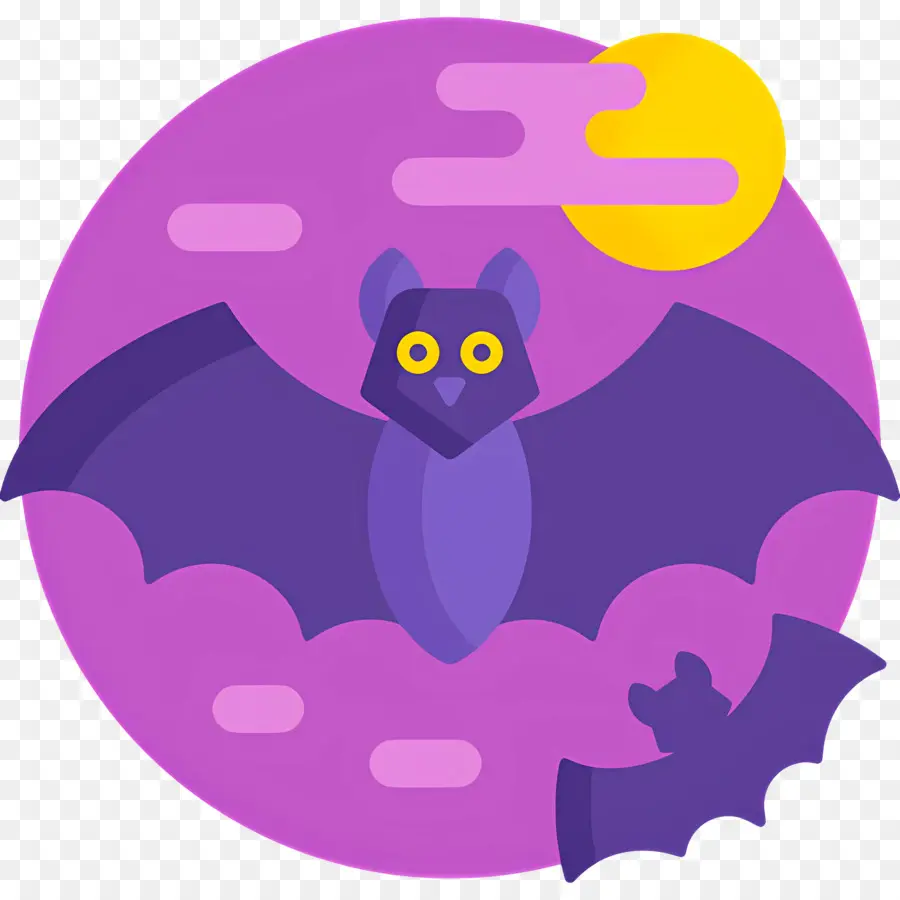 Luna De Halloween，Murciélago Morado PNG