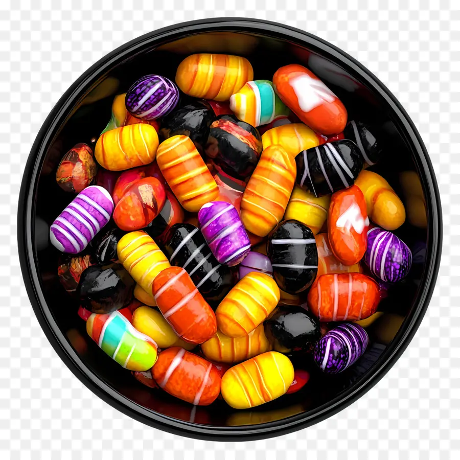 Tazón De Dulces De Halloween，Caramelo Colorido PNG