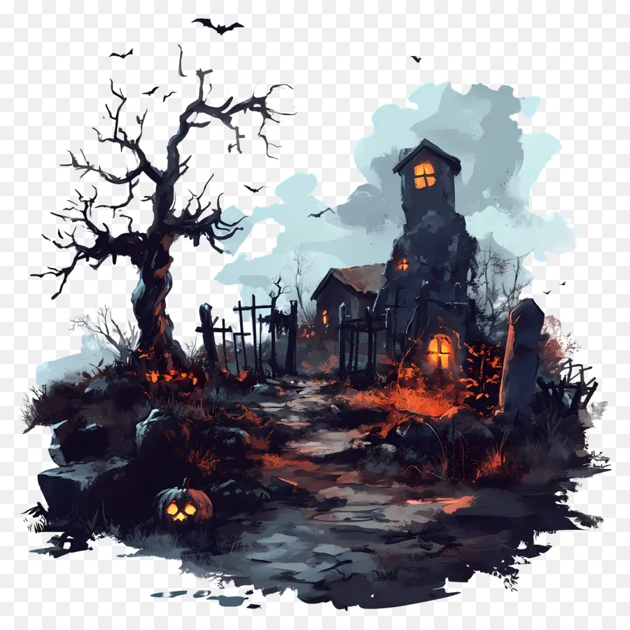 Cementerio De Halloween，Cementerio Espeluznante PNG