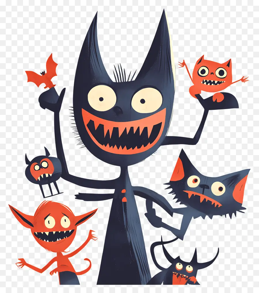 Plantilla De Pancarta De Halloween，Monstruos De Dibujos Animados PNG