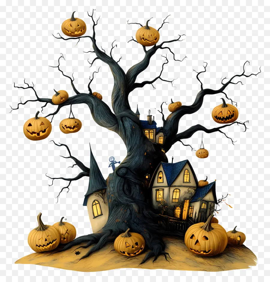 Noche De Halloween，árbol De Halloween PNG