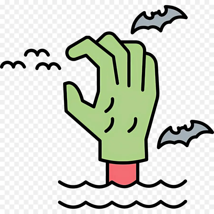 Mano De Halloween，Mano Zombie En Agua PNG