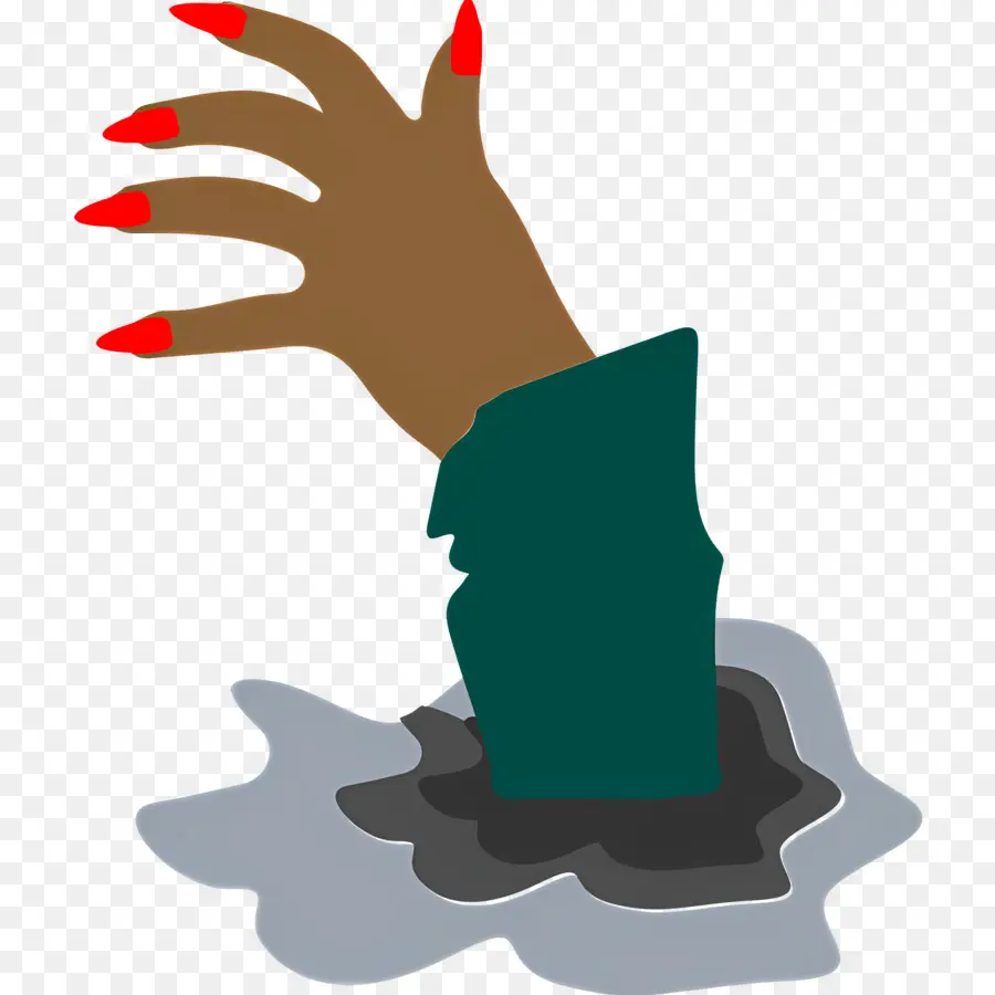 Mano De Halloween，Mano Con Uñas Rojas PNG