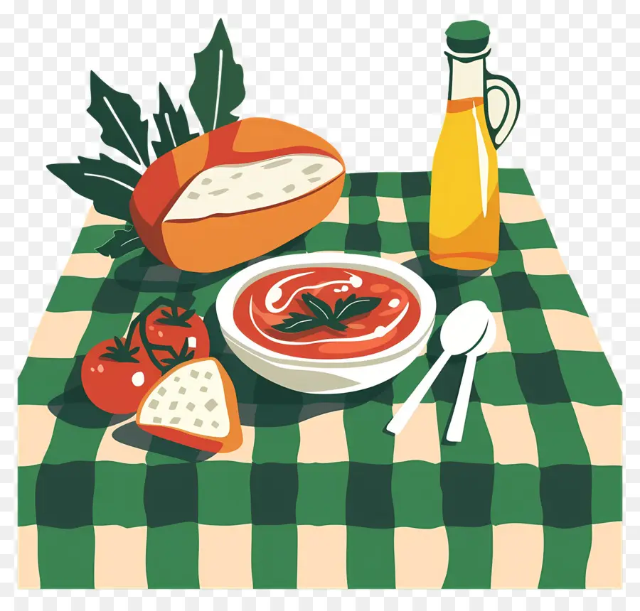 Mesa De Picnic，Sopa Y Pan PNG