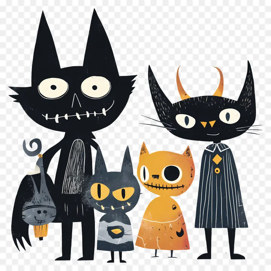 Plantilla De Pancarta De Halloween，Gatos Negros PNG