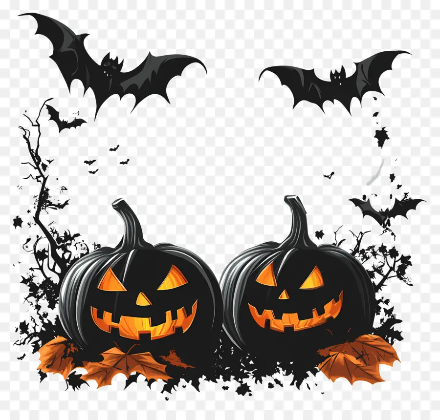 Plantilla De Pancarta De Halloween，Calabaza Negra PNG