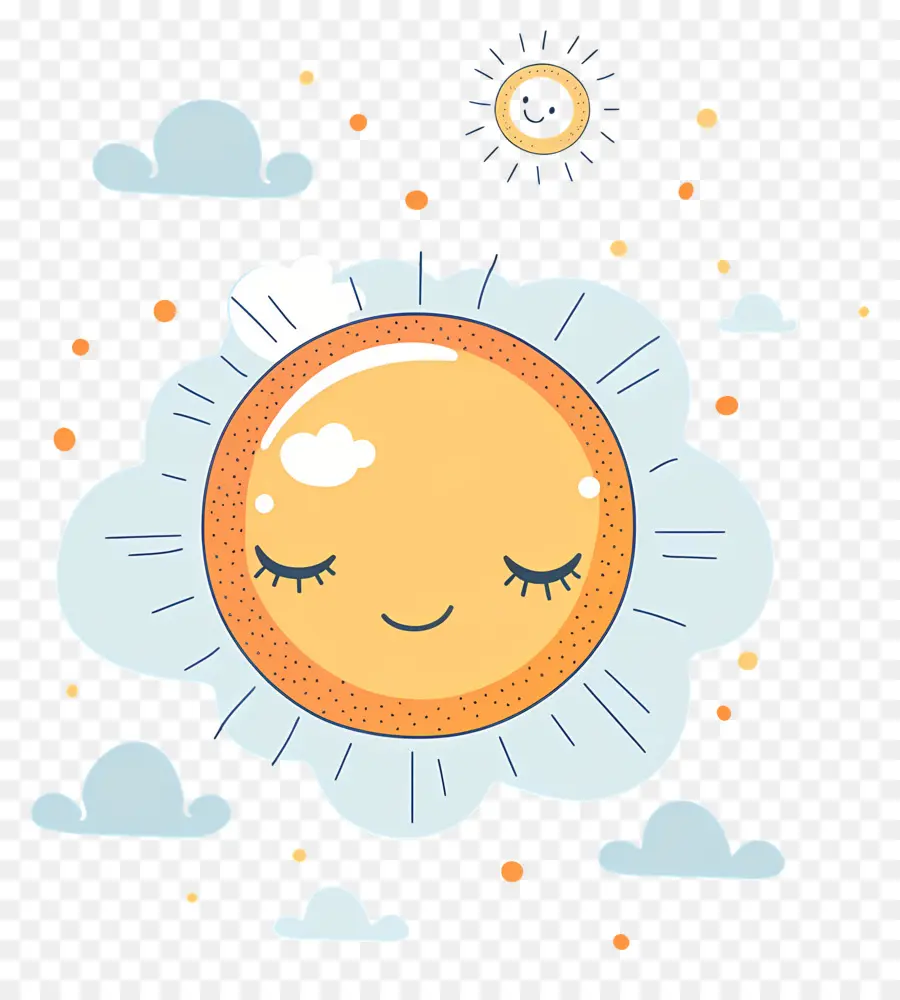 Sol Kawaii，Sol Con Nubes PNG