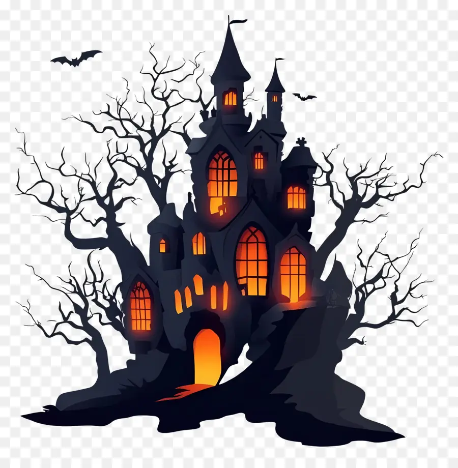 Plantilla De Pancarta De Halloween，Casa Embrujada PNG