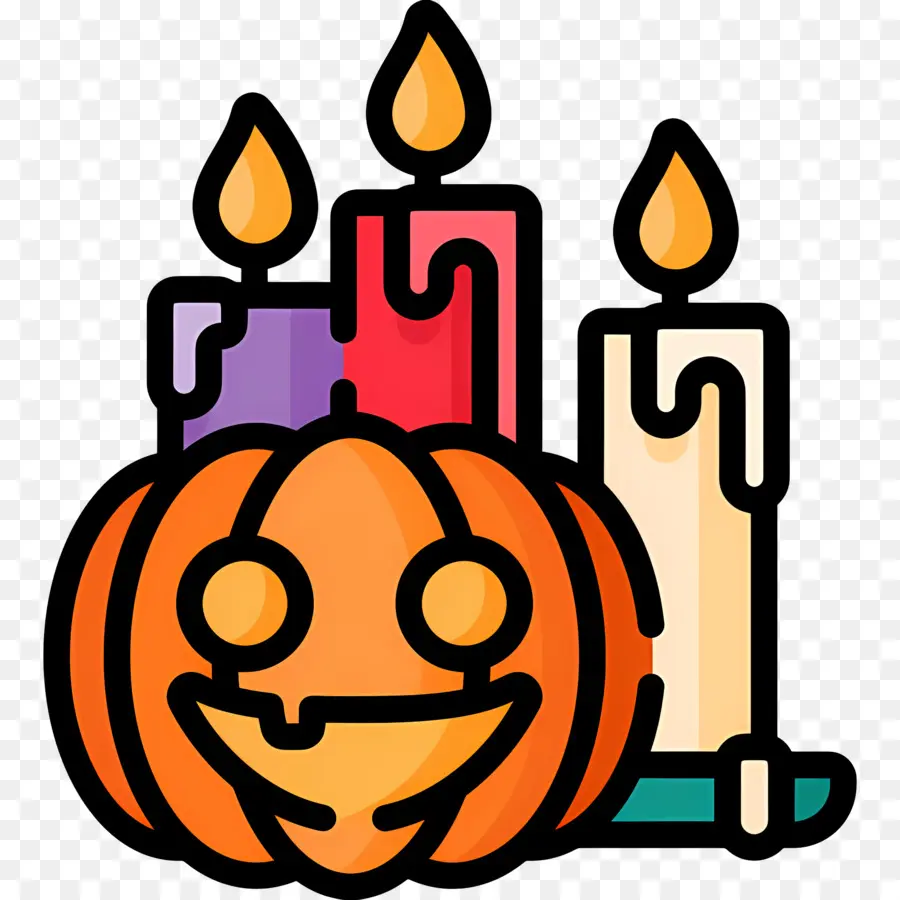 Velas De Halloween，Calabaza Con Velas PNG